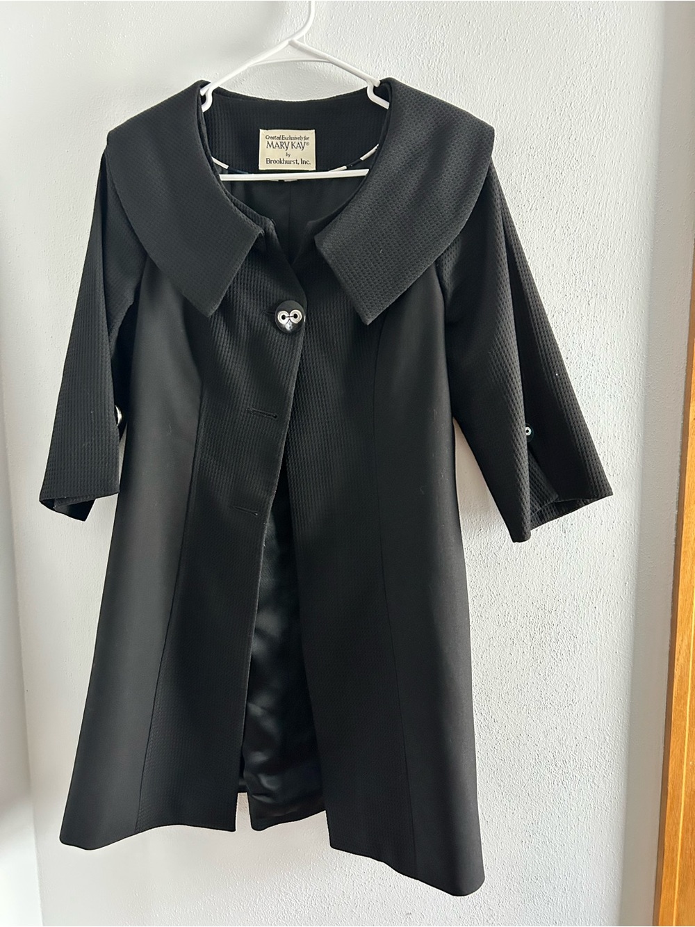 Mary Kay Black A-Line Coat with Statement Collar